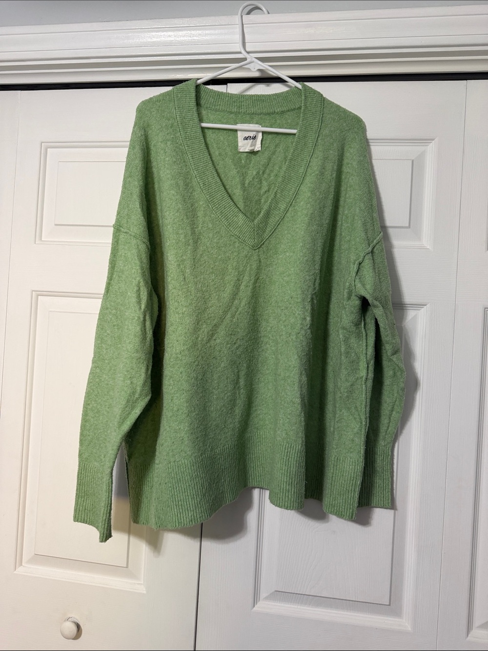 aerie Light Green V-Neck Sweater